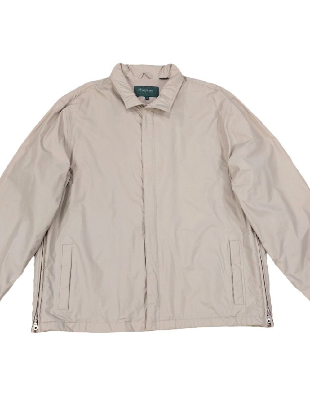 Brooks Brothers Beige Golf Jacket Mens XL, Fleece Lined, Vented, Hidden Hooded